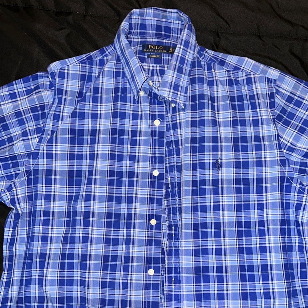 Polo by Ralph Lauren Men's Blue Plaid Button Down  Shirt